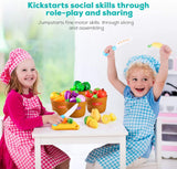 New in box! 27 PCS Kitchen Cutting Food Toy,Color Sorting Toy Set,Pretend Play Food Set for Toddlers,Cutting Vegetables and Fruits,Kitchen Playset with 5 Bushel Basket and Kitchen Accessories for Kids Ages 3+