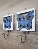 NEW Set of 2 Grasslands Road Decorative Metal and Wood Wall Hooks - Butterfly design