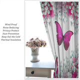 NEW Butterfly Floral Curtain, Pink Butterfly White Floral Flower Print Rod Pocket Window Drapes for Kids Boys Girls Bedroom Living Room Kitchen Decoration 22inch X 56inch
