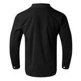 Cathalem Men's Cotton Linen Shirts long Sleeved Rugged Plaid Cotton Brushed Suede Shirt Jacket, Black Fits Medium