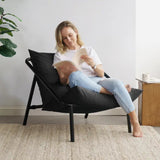 New In Box, ZINUS Ada Sling Accent Chair, Metal Framed Armchair with Shredded Foam Cushioning, Black, Retails $272