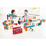 NEW Retails $75, Hape Robot Factory Kids 122 Piece Wooden Domino Track Game Set Learning STEM Toy