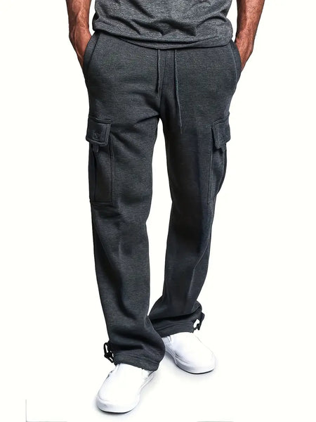 NEW Thermal Insulated Drawstring Cargo Pants - Soft, Breathable, Loose-Fit, Straight Leg, Sweatpants for Outdoor Work, Casual Wear - Durable, Water-Resistant, Multiple Pockets, Grey, Sz XL, Retails $101