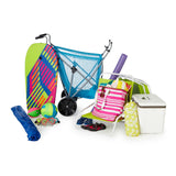 NEW Retails $130+, Seina Steel Framed Collapsible Versatile Multi-use Garden Cart or Beach Sand Cruiser, 2 built-in cup holders and an umbrella holder, Blue