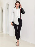 NEW Chic Striped Color Block Shirt-Button Front-Casual Collar-Long Sleeve-Perfect for Everyday Style, Sz XL