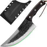 NEW FULLHI High Carbon Steel Forged Butcher Knives for Meat Cutting Full Tang Chef Knife for Outdoor Cooking, Camping includes Sheath