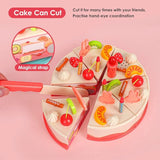 NEW 82Pcs DIY Cutting Birthday Cake Food Toys Pretend Playset-Light and Music with Candles, Dessert for Kids Toddlers
