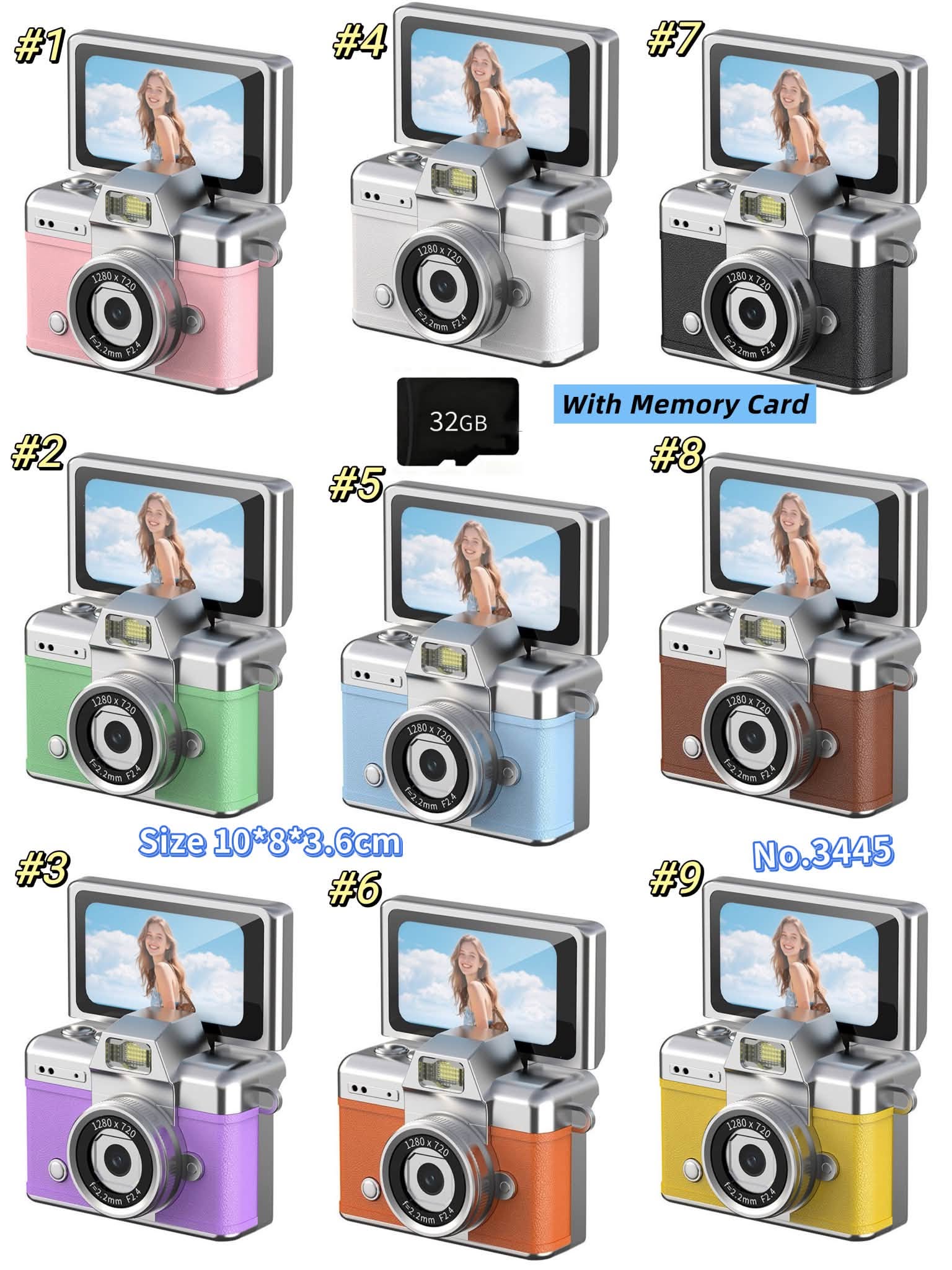 Mini cameras No.344522 9 colours with 32GB card  Size 10*8*3.6cm $45 Tax included