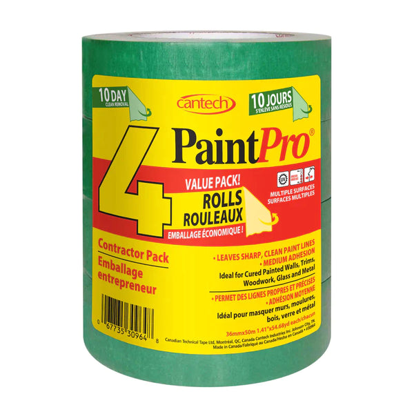 New Cantech PaintPro 1.5" Green Tape - 4 Pack