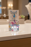 New Acrylic Crystal guardian angel sun catcher and car charm, featuring a colourful beaded strand, floral-patterned acrylic wings, and a faceted crystal prism, blue hanger
