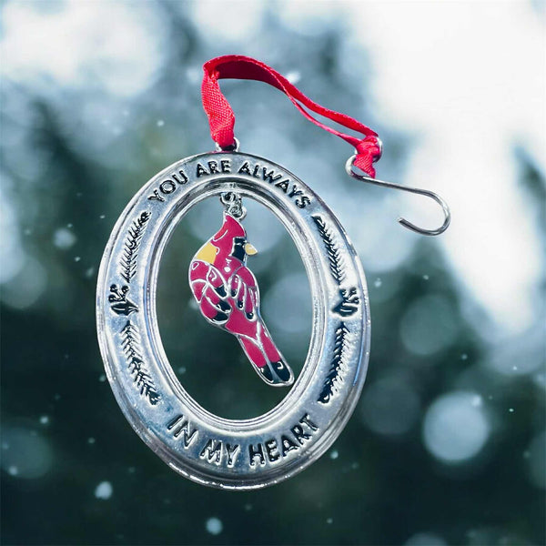 NEW Giftcraft Cardinal You are always in my heart Ornament 3 inch! Hang from a tree or a window in remembrance of a loved one who has passed