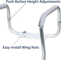 New in box! Carex Toilet Safety Frame - Toilet Safety Rails and Grab Bars For Seniors, Elderly, Disable, Handicap - Easy Install With Adjustable Width/Height, Fits Most Toilets