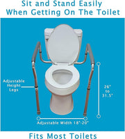 New in box! Carex Toilet Safety Frame - Toilet Safety Rails and Grab Bars For Seniors, Elderly, Disable, Handicap - Easy Install With Adjustable Width/Height, Fits Most Toilets