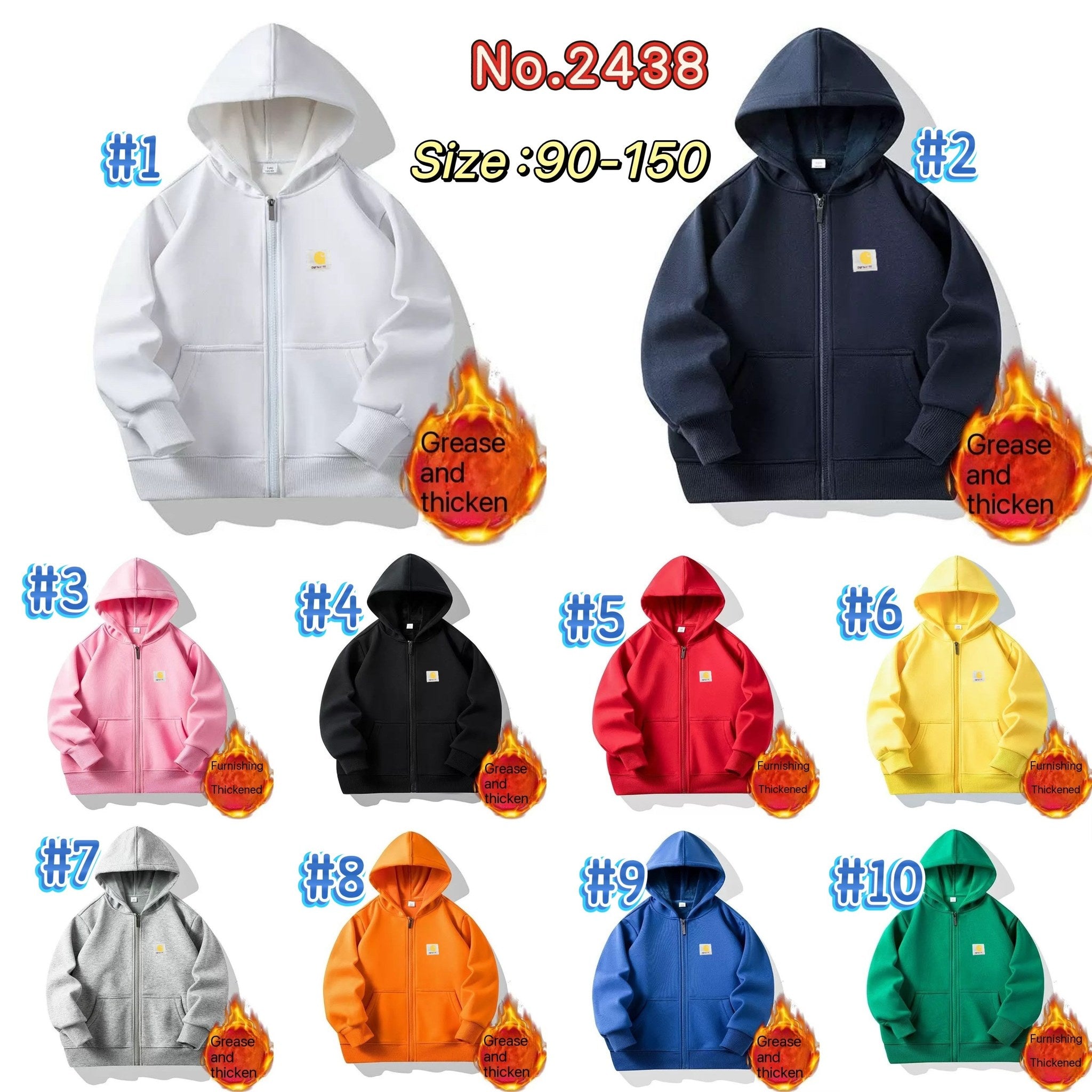 Kids inspired fleece lined hoodies, 10 colours, Sz 2-14! Tax included