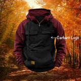 New Men's Carhartt Dupe Logo Hoodie in Burgundy & Black! Fits M/L