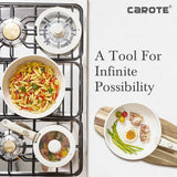 NEW CAROTE 11pcs Pots and Pans Set, Die Casting Nonstick Cookware Detachable/Removable Handle, Induction Kitchen Set, Oven Safe, Cream White, Stackable Space Saving Design! Retails $160+