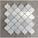 New SET OF 10 (12X12 SHEET) White Carrara Polished Lantern Marble Mosaic Tile, Covers 10 Sq. Ft!  Retails $340+