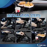 Retails $60+ Cup Holder Tray for Car, 2 in 1 Detachable Car Food Table Tray with Solid Base & Phone Slot,Car Cup Holder Expander with 360°Rotation Tray for Travel Road Essentials