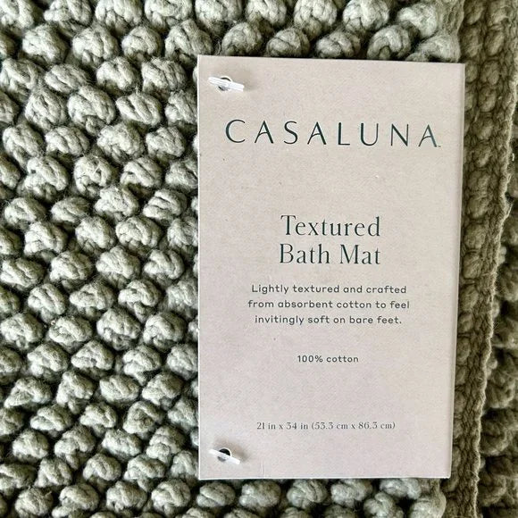 New Casaluna Textured Bath Mat Rug - Sage Green - 21x34in