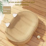 New Cardboard Cat Scratcher Mat - 24 Inch 2 in 1 Oval Cat Scratching Pad Cat Toys with Ball Toy for Indoor Cats,Board Nest Suitable Cats to Rest and Grind Claws (with Ear)