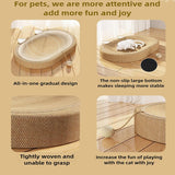 New Cardboard Cat Scratcher Mat - 24 Inch 2 in 1 Oval Cat Scratching Pad Cat Toys with Ball Toy for Indoor Cats,Board Nest Suitable Cats to Rest and Grind Claws (with Ear)