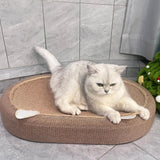 New Cardboard Cat Scratcher Mat - 24 Inch 2 in 1 Oval Cat Scratching Pad Cat Toys with Ball Toy for Indoor Cats,Board Nest Suitable Cats to Rest and Grind Claws (with Ear)