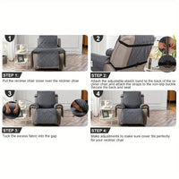 NEW GREY 1pc Waterproof Recliner Chair Cover, Non Slip Recliner Slipcover For Recliner Chair With Pocket, Washable Reclining Chair/Furniture Protector, Pets (Recliner Chair), Easy To Install & Easy Care Washable Couch Cover For Dog, Retails $156+