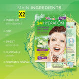 7th Heaven 24 Hour Hydration CBD Infused Bamboo Sheet Facial Mask (2 Pack) Enriched with Vitamin E Helps to Maintain your Complexion's Radiance and Revitalise Fatigued Skin Dermatalogically Tested single Cucumber