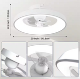 New with remote, no box! 19.7 in. Modern Style Recessed LED Indoor Ceiling Fan Light White, Rotating Blades, APP, Remote Control, 3000K-6000K