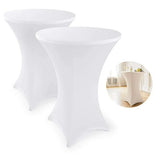 NEW 36" White Spandex Cocktail Table Cloth Fitted Round Cocktail Table Stretch Highboy Cocktail Table, Retails $43+