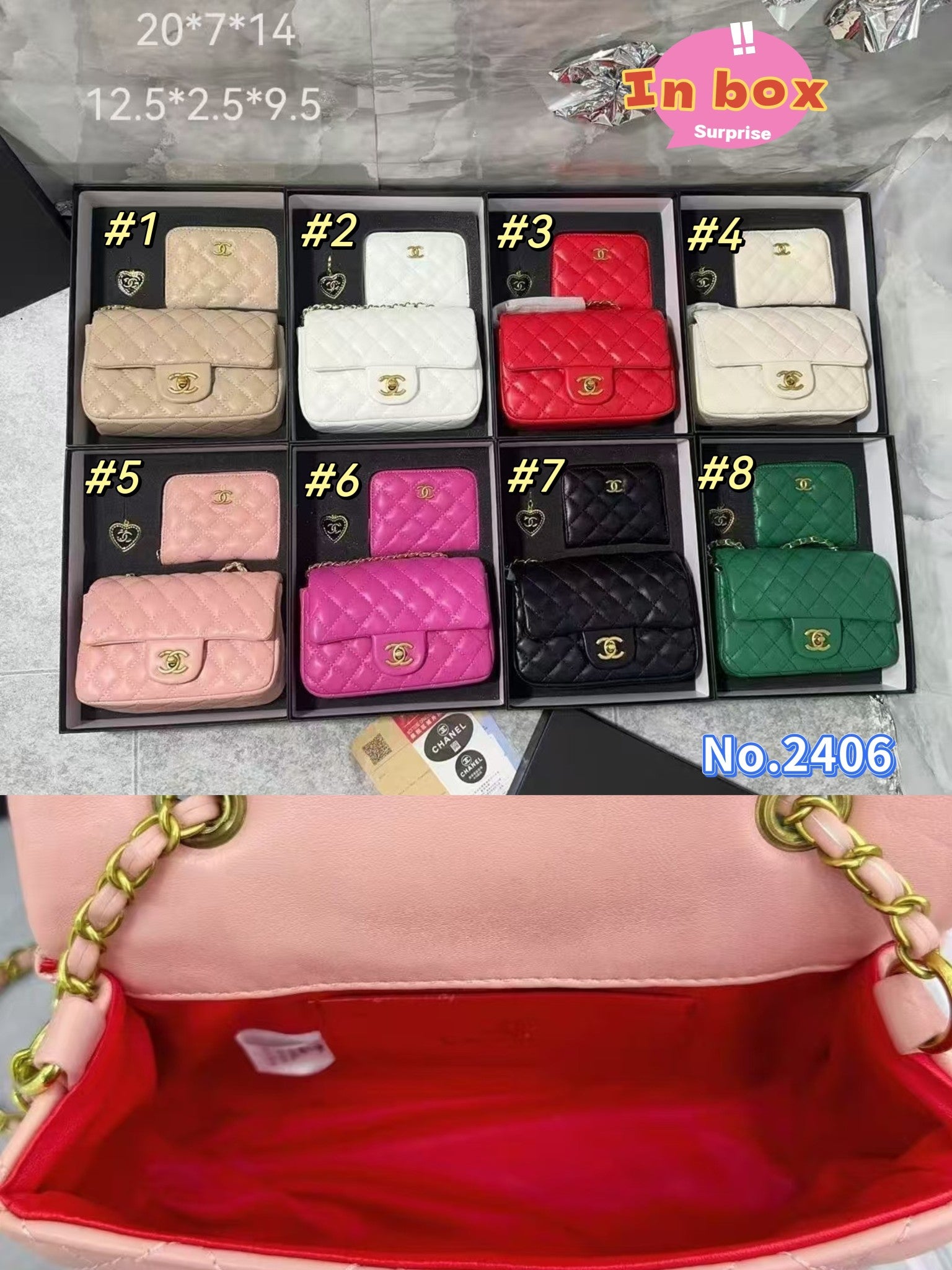 Inspired by bags set No.240613 2pcs one set ( box size 30*23*8cm ) 8 colours come with box Tax included