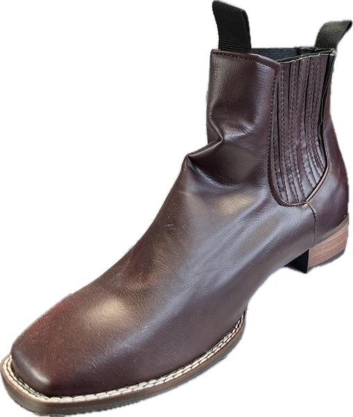 New Western Ankle Chelsea Boot for Men Pull on Style in Red Oxblood Colour soft PU leather  sz 10.5
