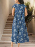 New Chic Blue Floral Print Wide Leg Jumpsuit Sz S Retails $56+