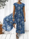 New Chic Blue Floral Print Wide Leg Jumpsuit Sz S Retails $56+