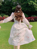New Breezaya Random Floral Printed Women's Sweetheart Neckline Dress With Bell Sleeves, Spring/Summer Sz L