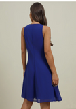 NEW Retails $67 Women's Wedding Guest Cocktail Dress Elegant Dress Work Chiffon Dress, Blue, Sz XL