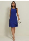 NEW Retails $67 Women's Wedding Guest Cocktail Dress Elegant Dress Work Chiffon Dress, Blue, Sz XL