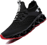 New Chopben Men's Running Shoes Blade Non Slip Fashion Sneakers Breathable Mesh Soft Sole Casual Athletic Walking Shoes Black/Red Sz 6.5 Retail $60+