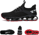 New Chopben Men's Running Shoes Blade Non Slip Fashion Sneakers Breathable Mesh Soft Sole Casual Athletic Walking Shoes Black/Red Sz 6.5 Retail $60+
