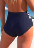 NEW Retails $80, MODLILY® Surplice High Waisted Striped Navy Bikini Set, Sz XL