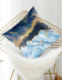 NEW 1pc 14" Blue Gold Marble Style Pillow Case, Polyester Peach Skin Material Cushion Cover, Soft Pillowcase For Room Bed Sofa Decor, Home Ornament Decorations, Pillow Core Not Included