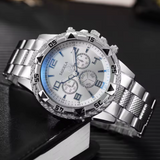 NEW Men's Business Watch Fashion Dial Silver Steel Band Quartz Watches Male Wristwatches