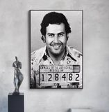 NEW Lord Pablo Escobar Narcos Mugshot Poster Canvas Painting Colombian Drug Gangster Wall Art For Living Room Home Decoration, No Frame, 50x70cm (19.69 inch x 27.56 inch)