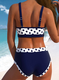 NEW Retails $48, MODLILY® Bowknot High Waisted Polka Dot Navy Bikini Set, Top is 3X, Bottoms are 2X