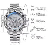 NEW Men's Business Watch Fashion Dial Silver Steel Band Quartz Watches Male Wristwatches