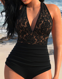 NEW ROTITA Lace Black Patchwork One Piece Swimwear, Sz L, Retails $74