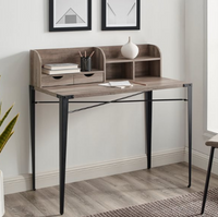 NEW 42-in Industrial Secretary Desk with Hutch - Grey Wash, Fully Assembled, Retails $549+ Has a few scuff marks on wood from transport