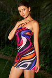 NEW Micas Abstract Print Cross Strap Mini Dress, Sz S