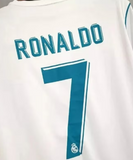 NEW Real Madrid Ronaldo Champions League Final Home Jersey 2017 - 2018 Long Sleeve/ Soccer Football Classic Jersey Retro, Sz Men's Small