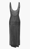 NEW Micas Sheer Mesh Slit Swimsuit Cover-up Dress, Black Silver Metallic Shimmer, Sz M